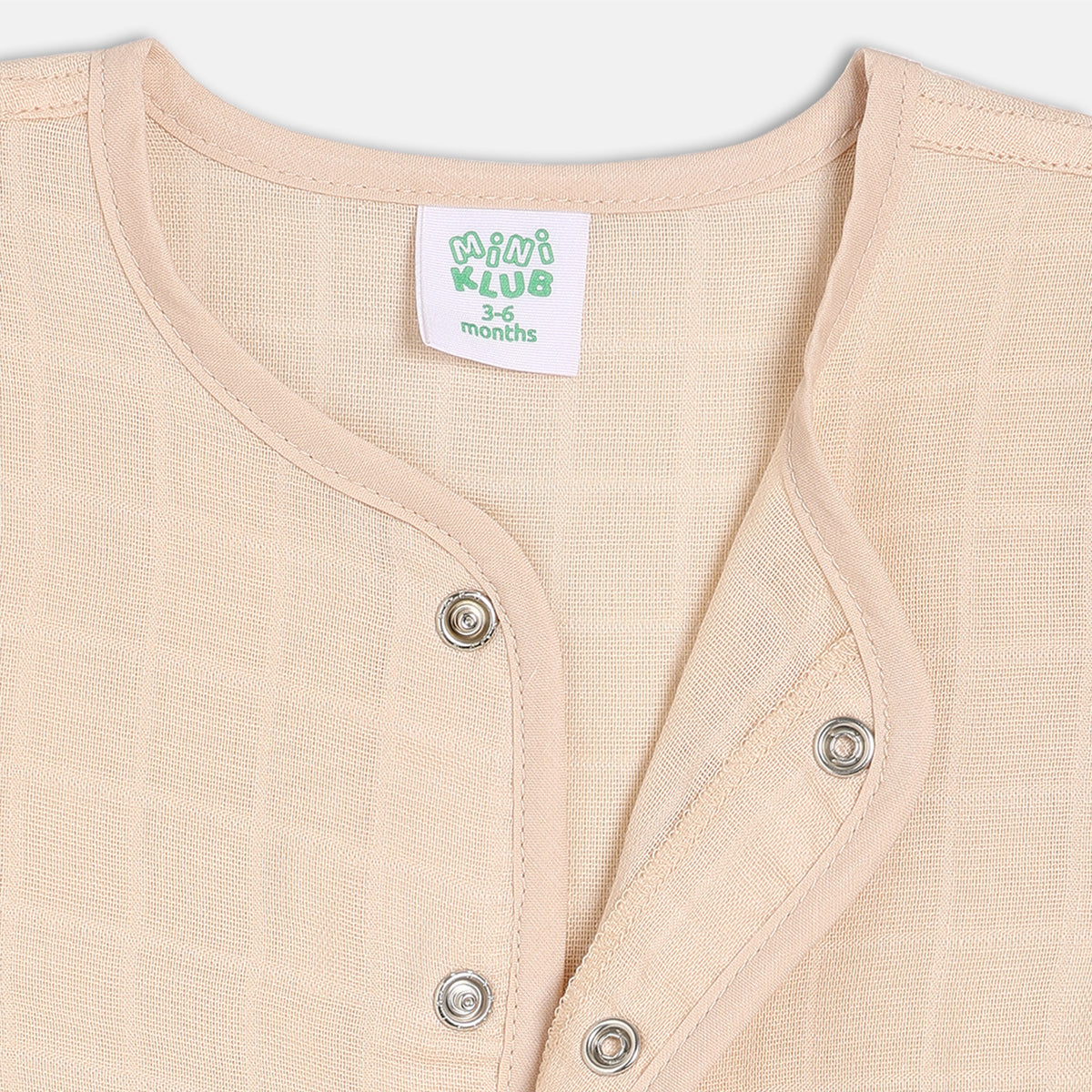 Baby Muslin Front Open Vests – White & Peach (Pack of 2)