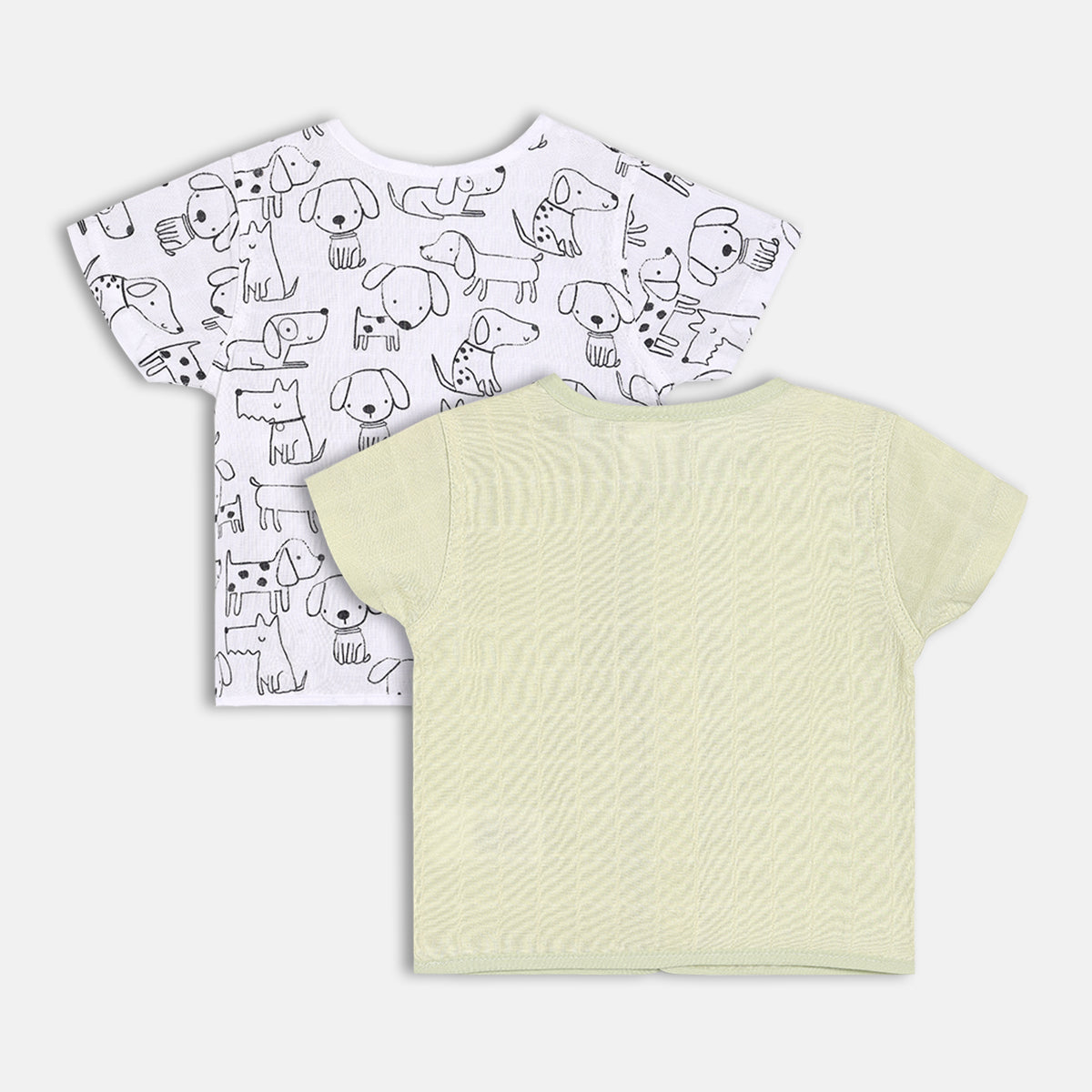 Baby Muslin Front Open Vests – White & Sage Green (Pack of 2)