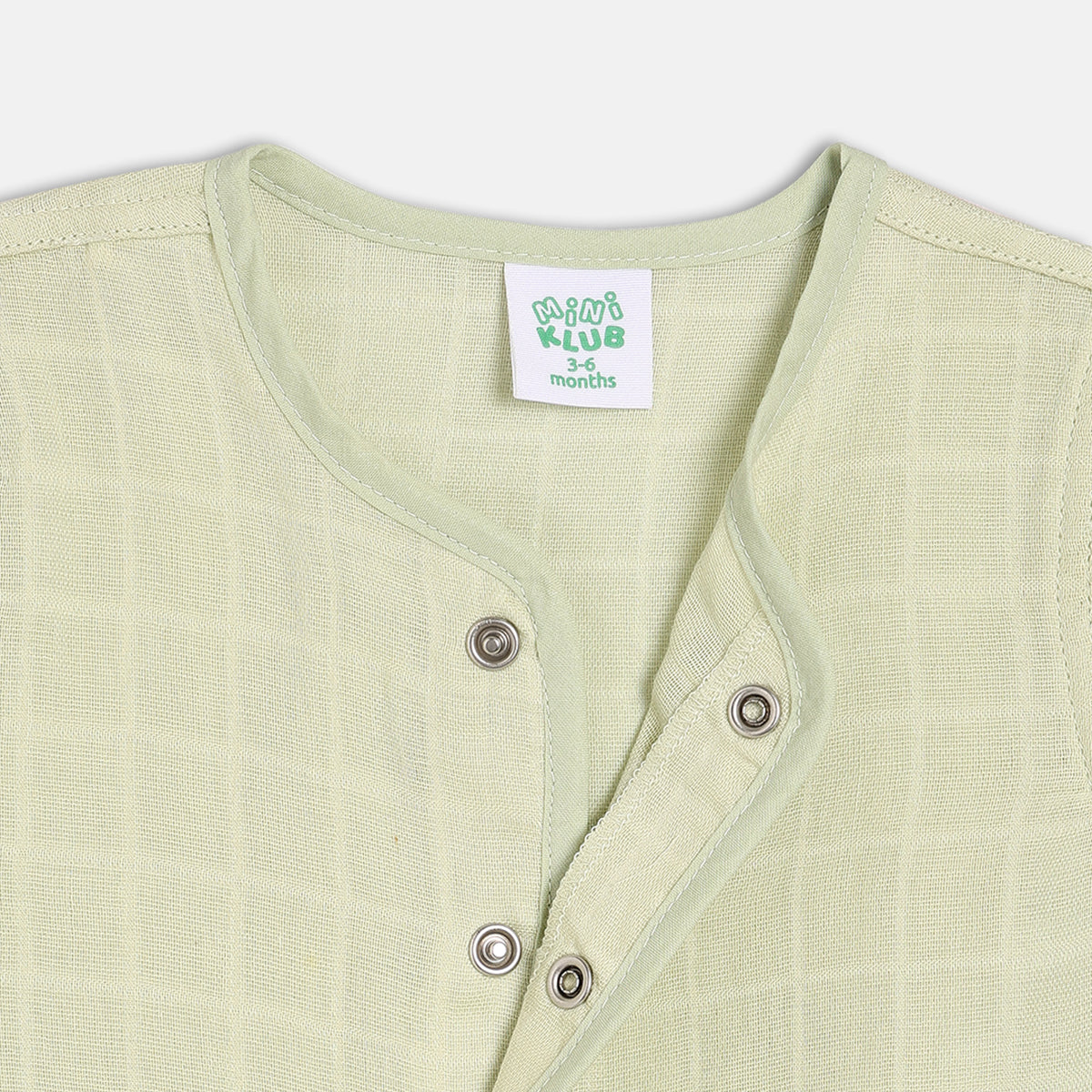 Baby Muslin Front Open Vests – White & Sage Green (Pack of 2)