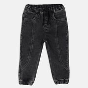 Boys Black Elasticated Full Length Denim Pant