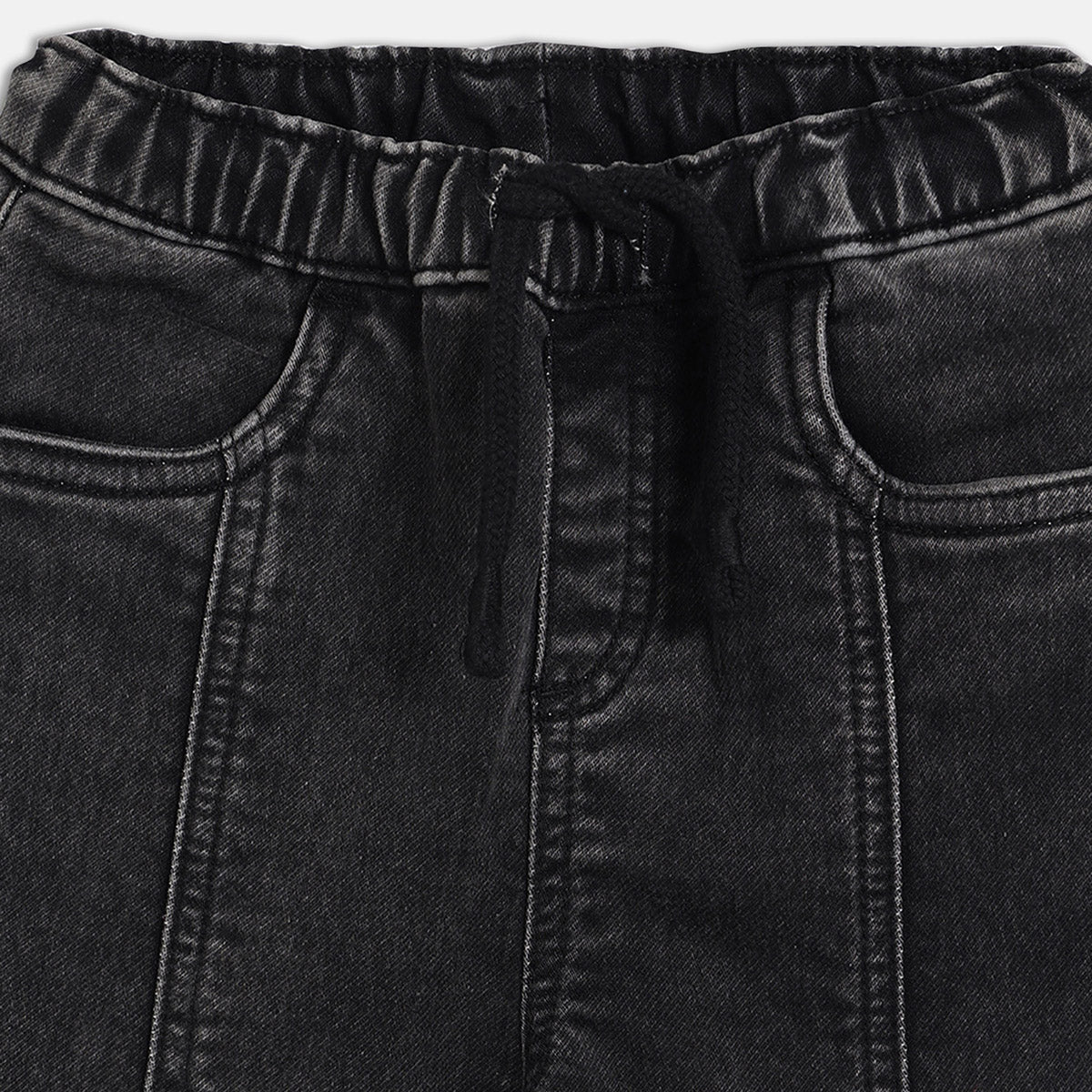 Boys Black Elasticated Full Length Denim Pant