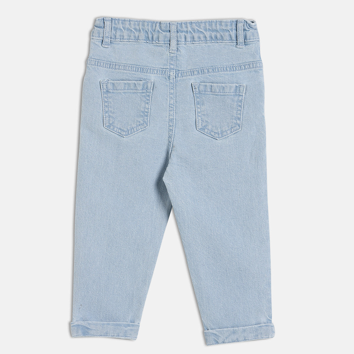 Boys Ice Wash Adjustable Waistband With Suspender Full Length Denim Pant