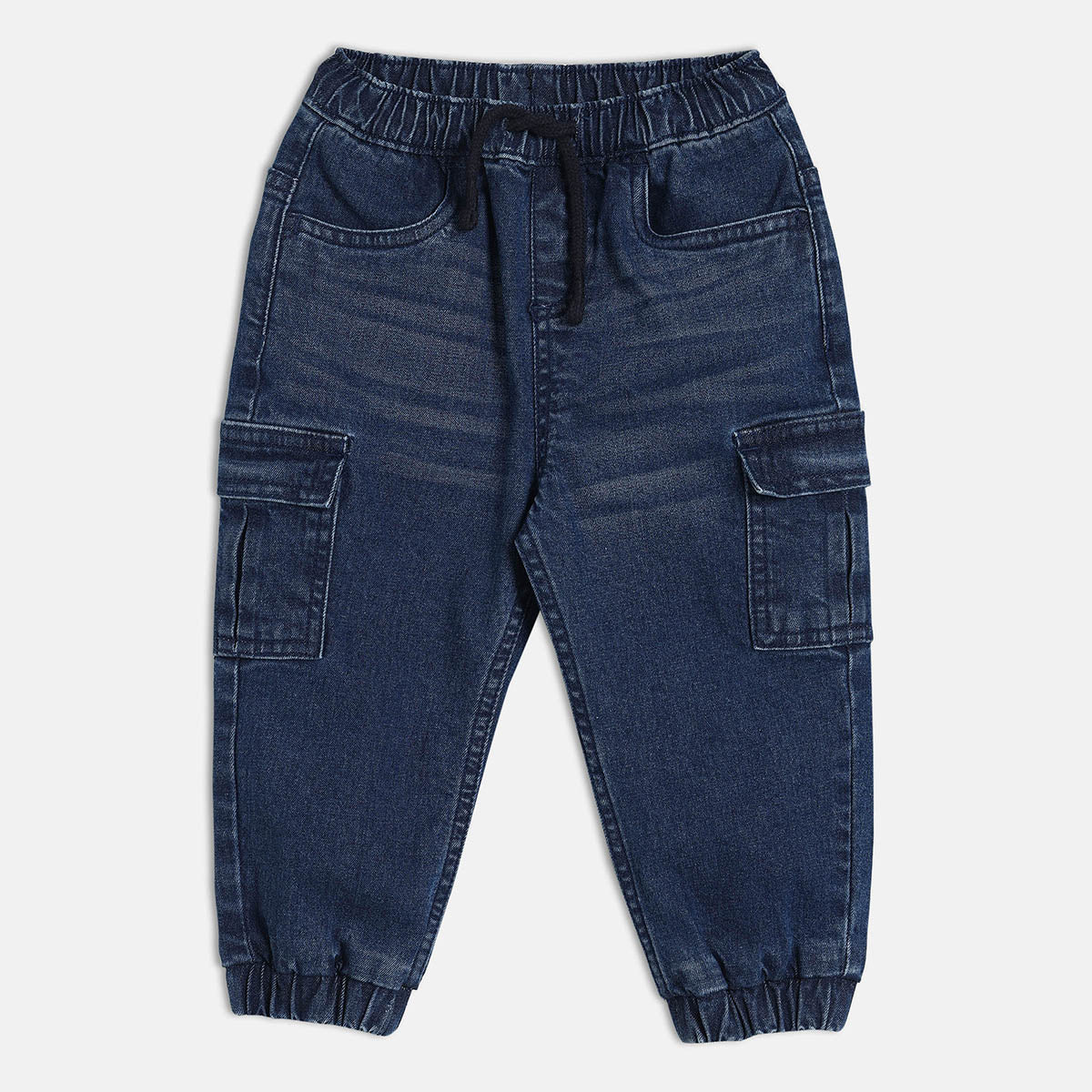 Boys Dark Blue Adjustable Waistband Full Length Denim Pant