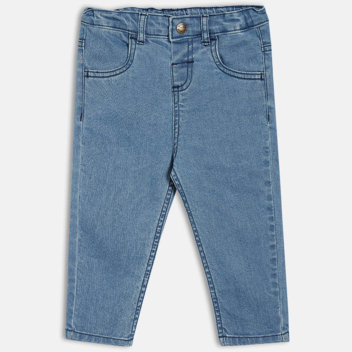 Boys Cotton Solid Denim Pant - Blue