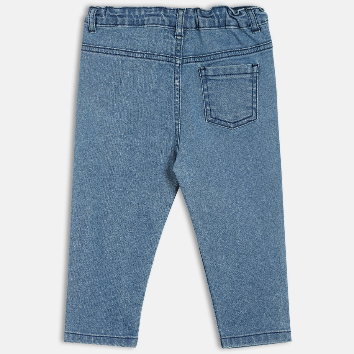 Boys Cotton Solid Denim Pant - Blue