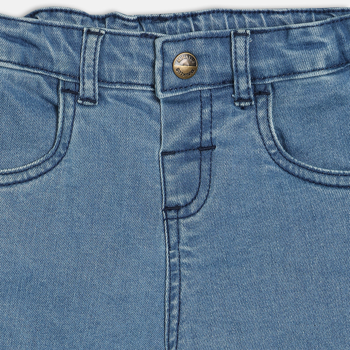 Boys Cotton Solid Denim Pant - Blue