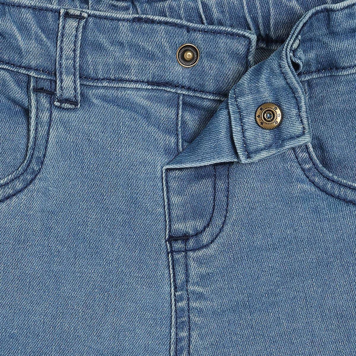 Boys Cotton Solid Denim Pant - Blue