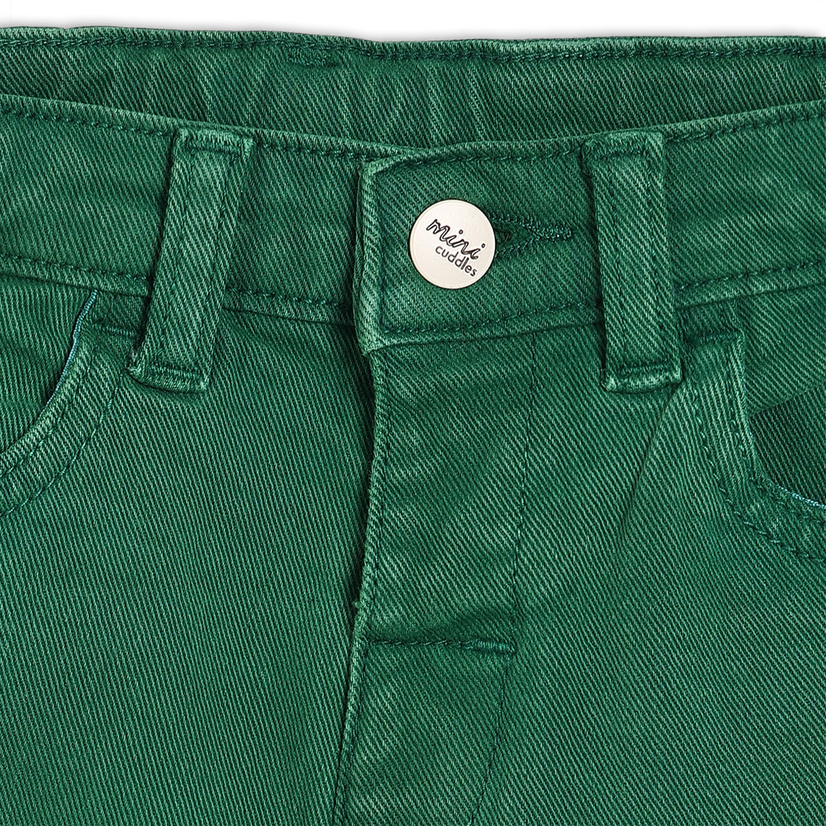 Green Baby Boys Adjustable Waistband Full Length Denim Pant