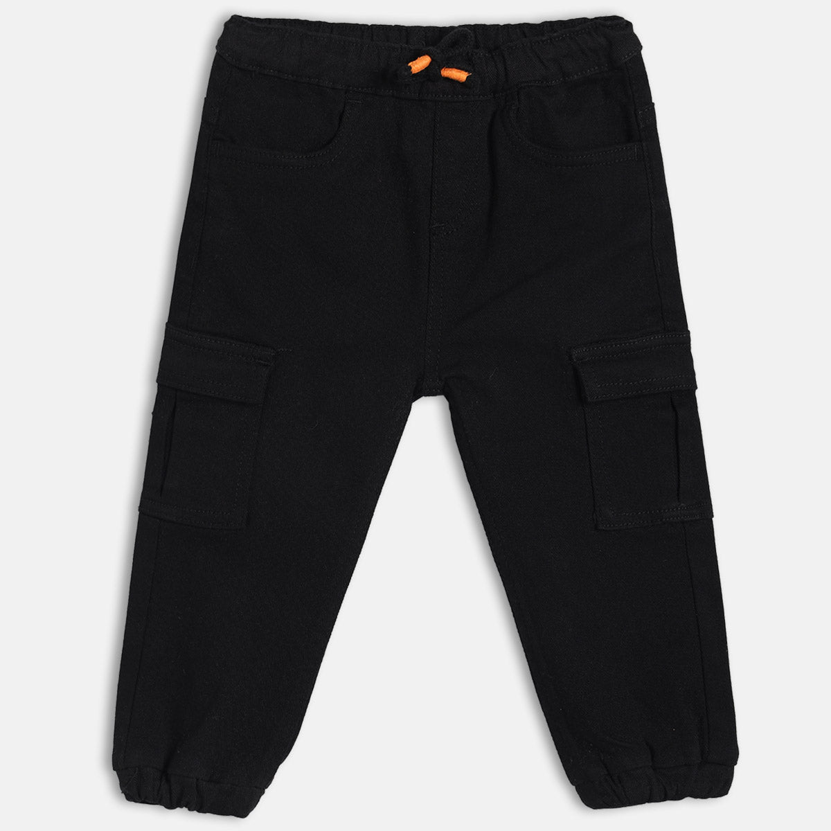 Boys Black Adjustable Waistband Full Length Denim Pant