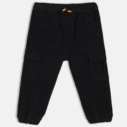 Boys Black Adjustable Waistband Full Length Denim Pant