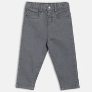 Boys Cotton Solid Denim Pant - Grey