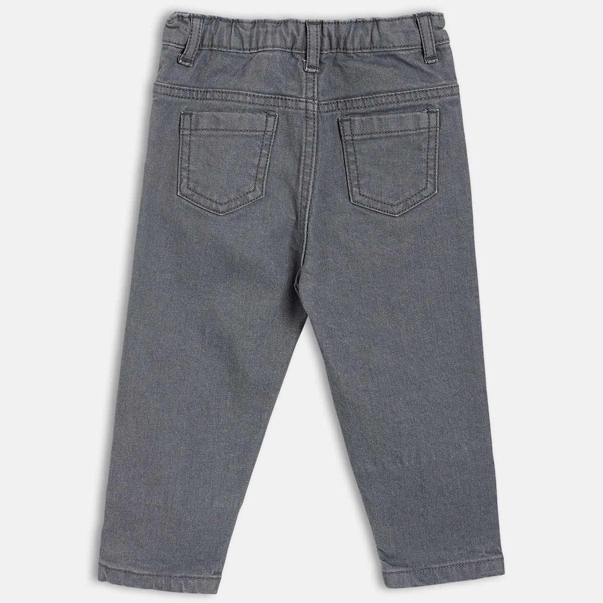 Boys Cotton Solid Denim Pant - Grey