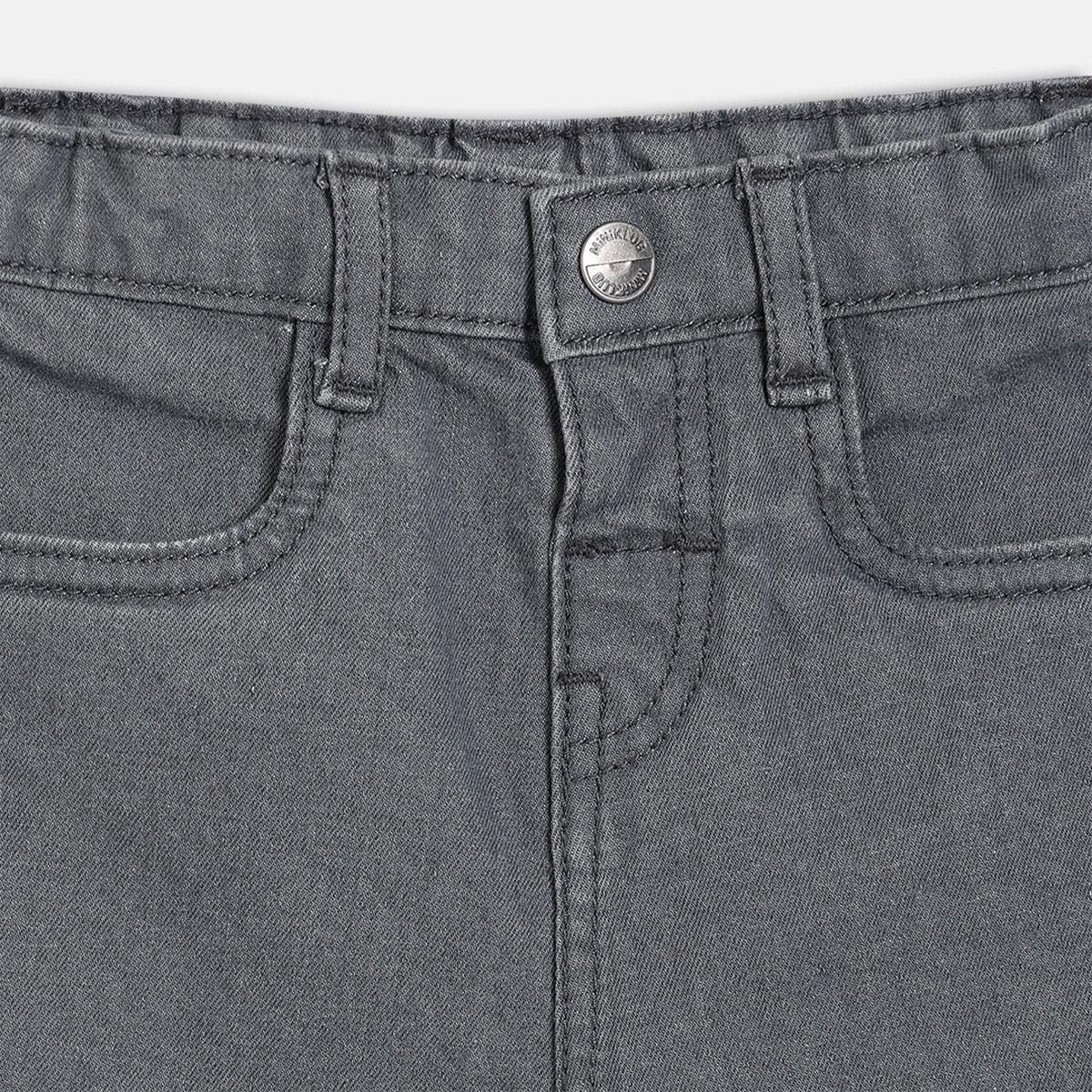 Boys Cotton Solid Denim Pant - Grey