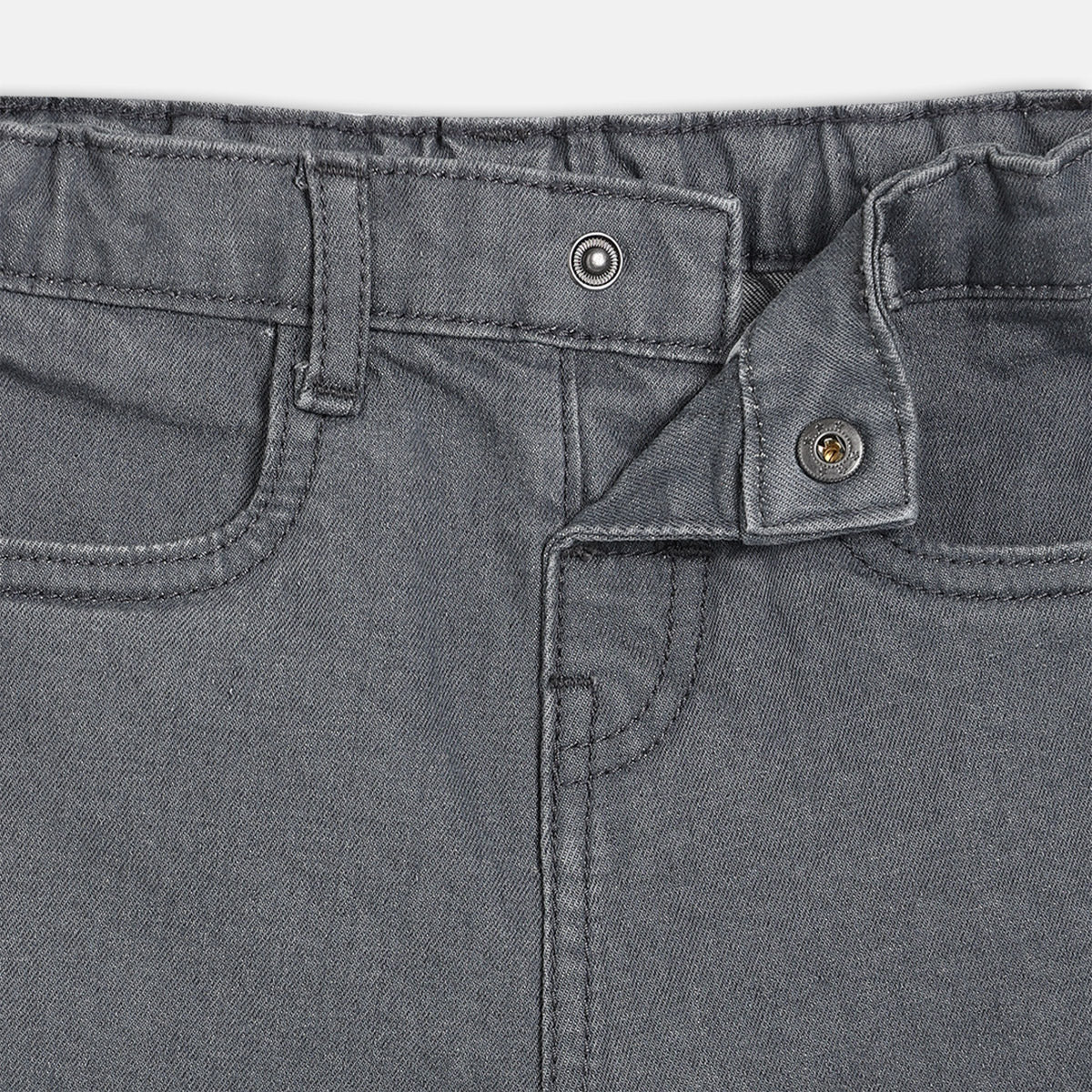 Boys Cotton Solid Denim Pant - Grey