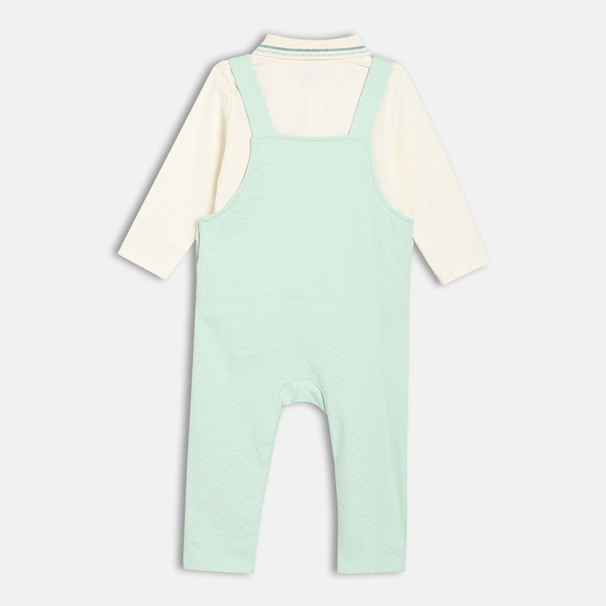 Boys Green Solid Dungaree Set