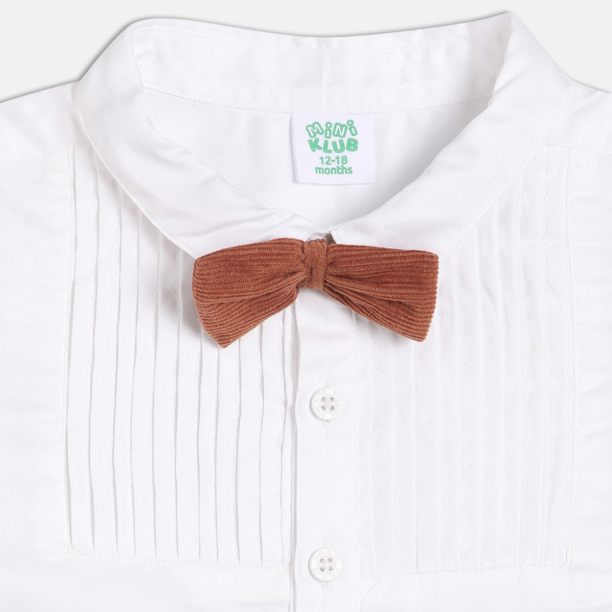 Boys Cotton Sleeveless Solid Dungaree Set - White & Brown