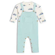 Baby Boys Knitted Dungaree 2 piece Set, Turquoise Blue
