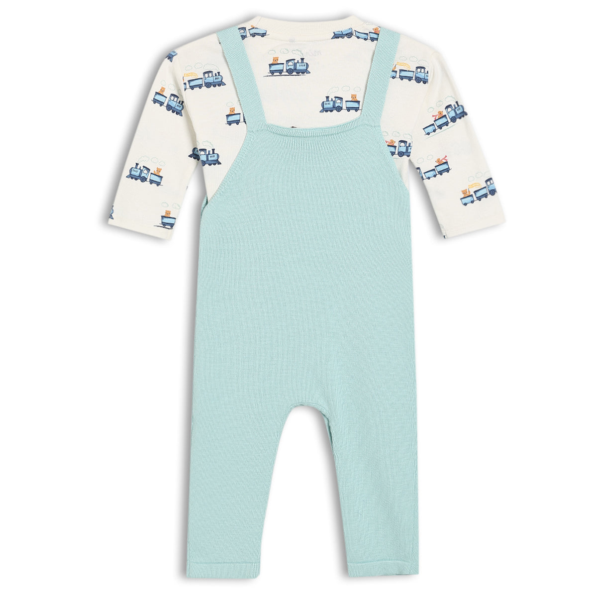 Baby Boys Knitted Dungaree 2 piece Set, Turquoise Blue