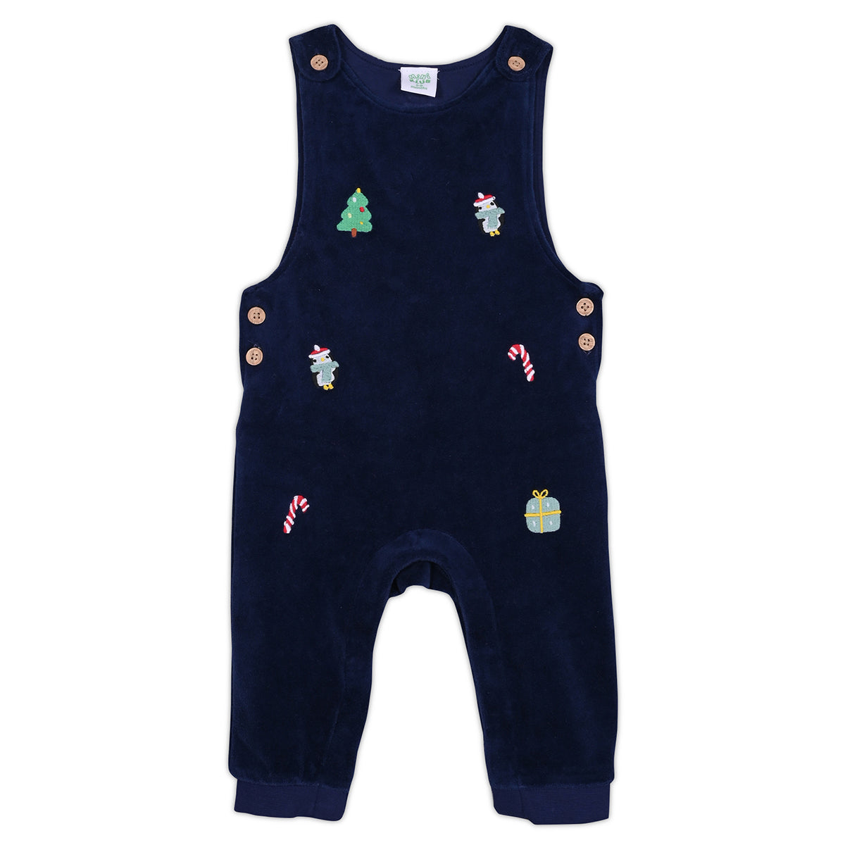 Boys Cotton Full Sleeves Novelty Printed Dungaree With Tee - Red & Blue