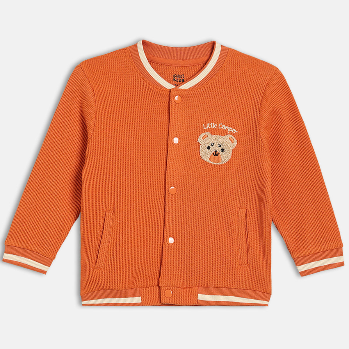 Boys Orange Collar Full Sleeve Jacket
