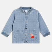 Boys Light Blue Collar Full Sleeve Jacket