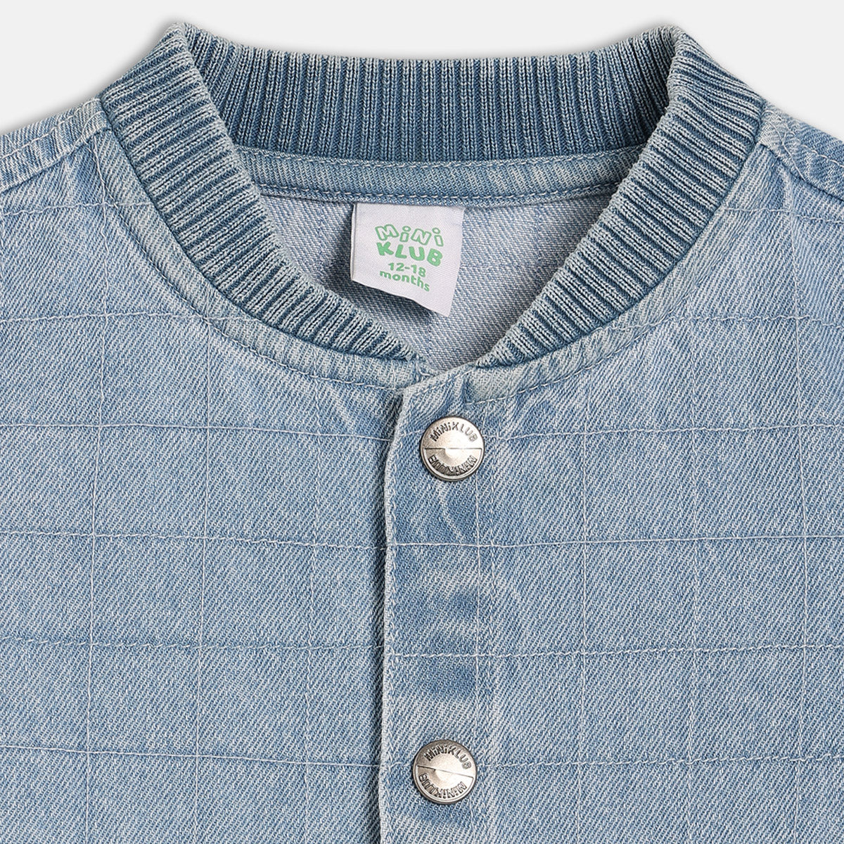 Boys Light Blue Collar Full Sleeve Jacket