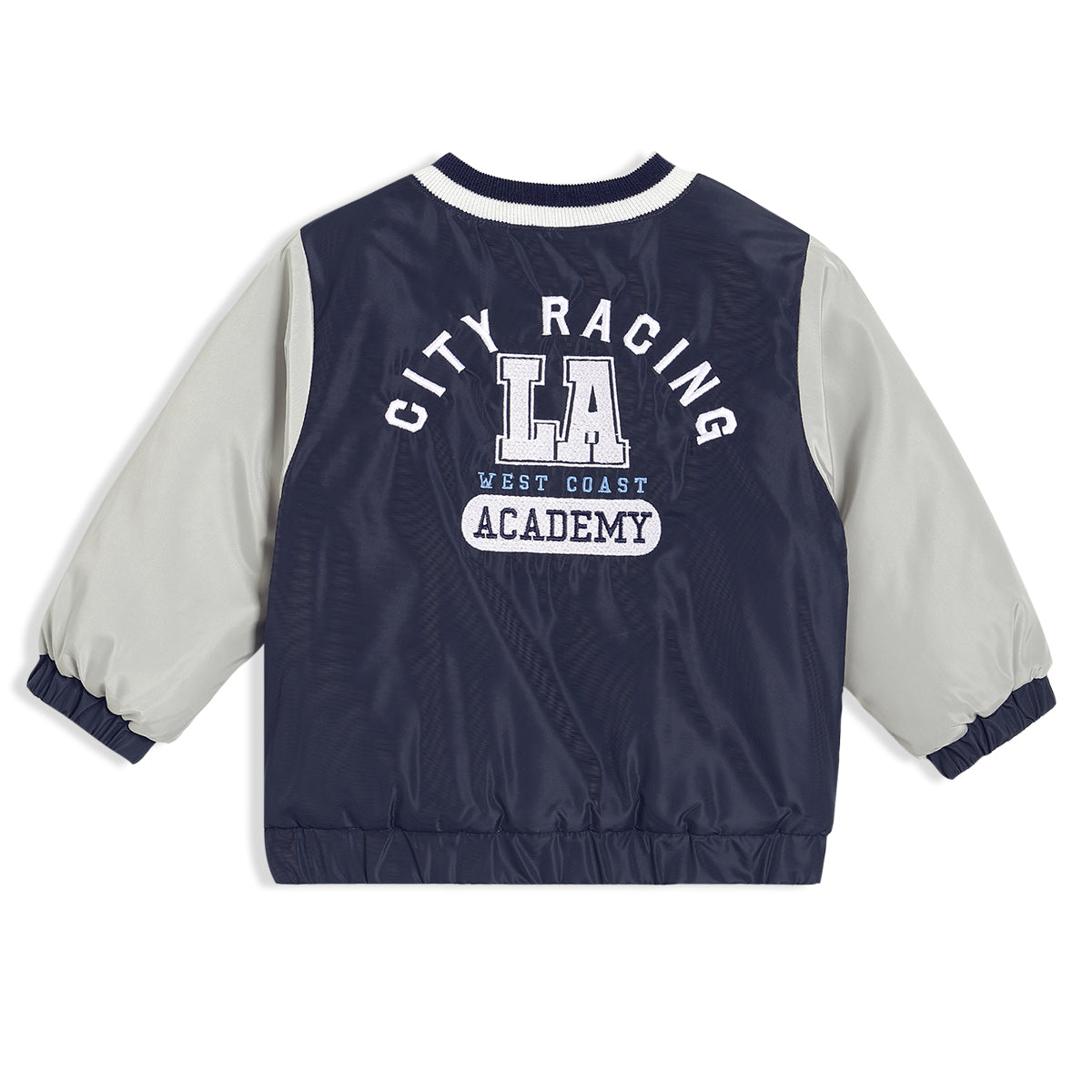 Boys Navy Blue Collar Full Sleeve Jacket