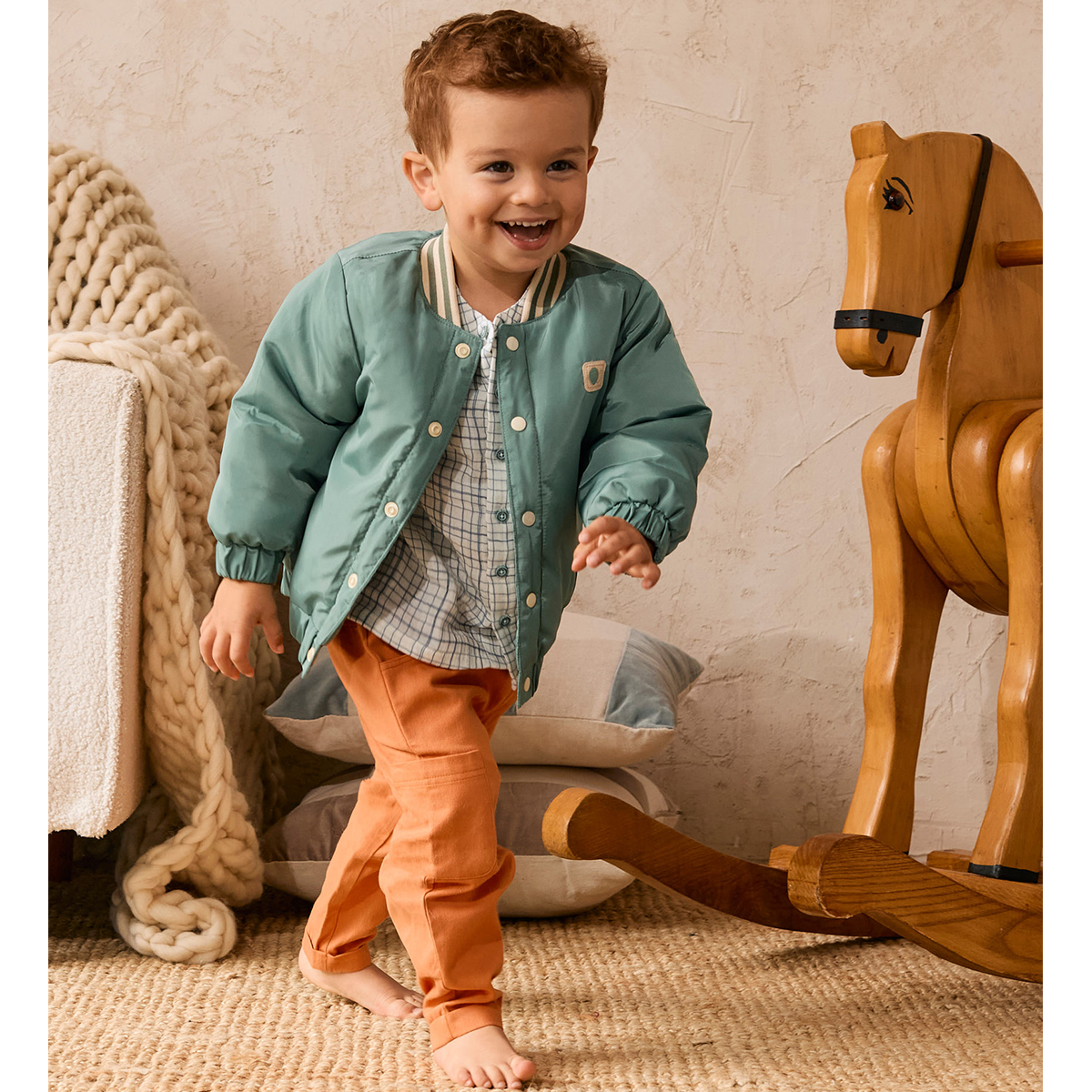 Boys Grey Collar Full Sleeve Jacket