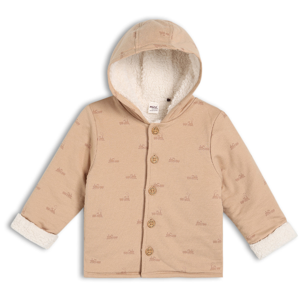 Boys Beige Hooded Full Sleeve Jacket