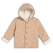 Boys Beige Hooded Full Sleeve Jacket