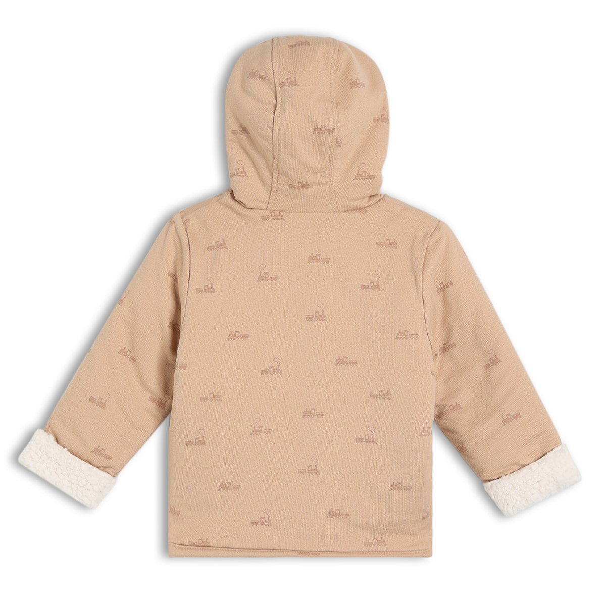 Boys Beige Hooded Full Sleeve Jacket