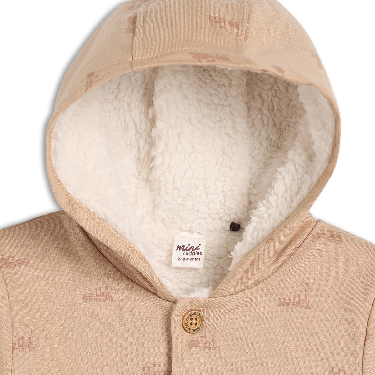 Boys Beige Hooded Full Sleeve Jacket