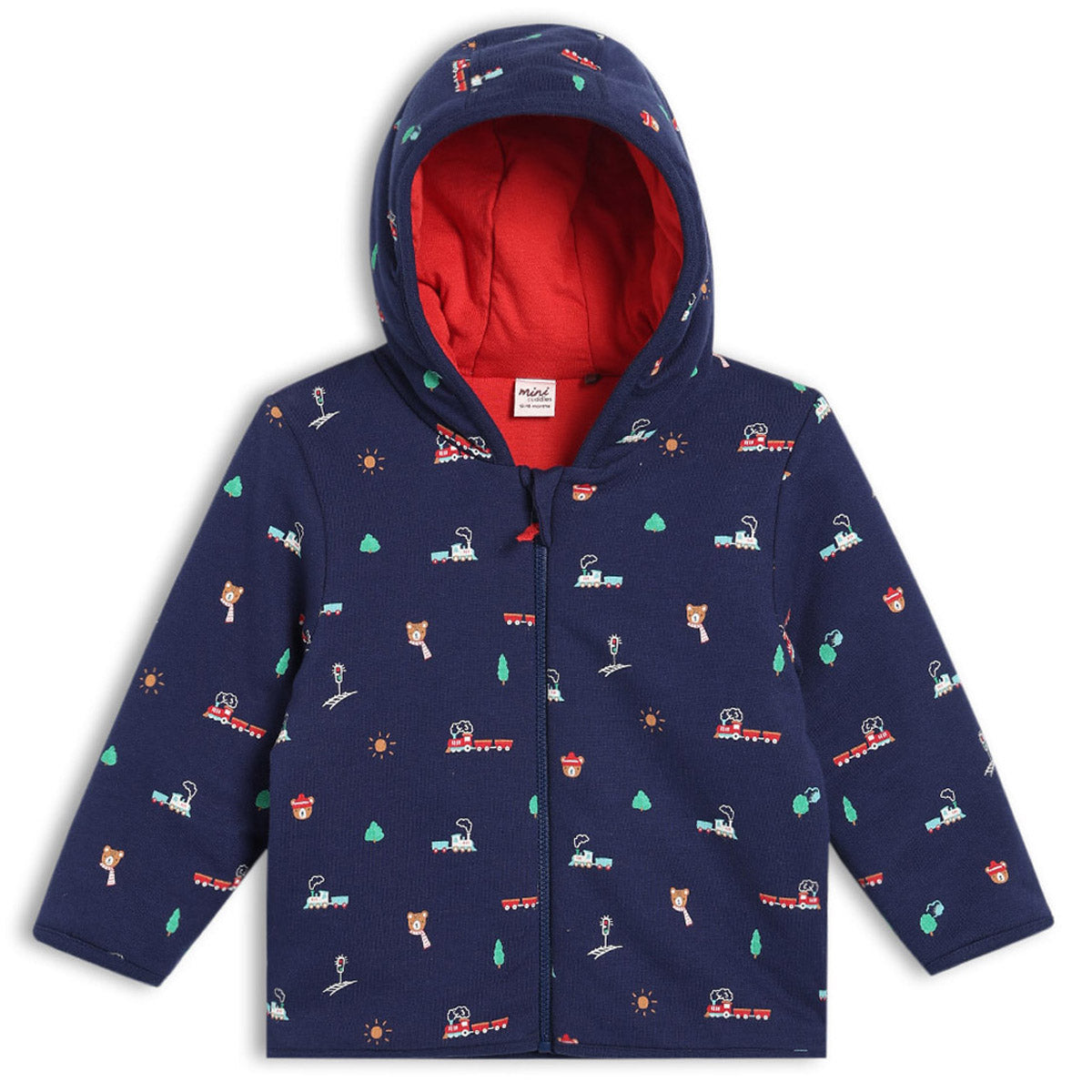 Navy Blue Baby Boys Hooded Full Sleeve Jacket