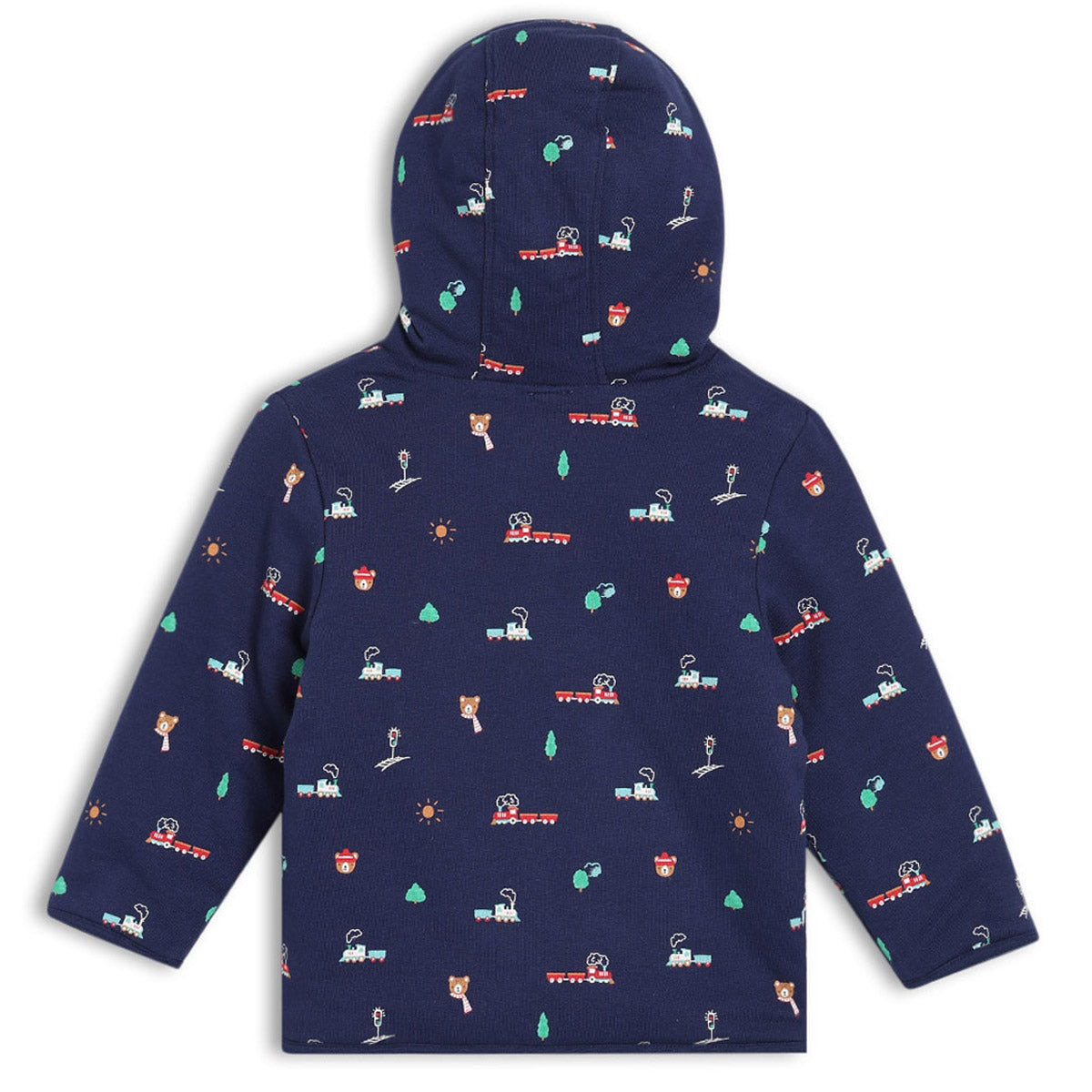 Navy Blue Baby Boys Hooded Full Sleeve Jacket
