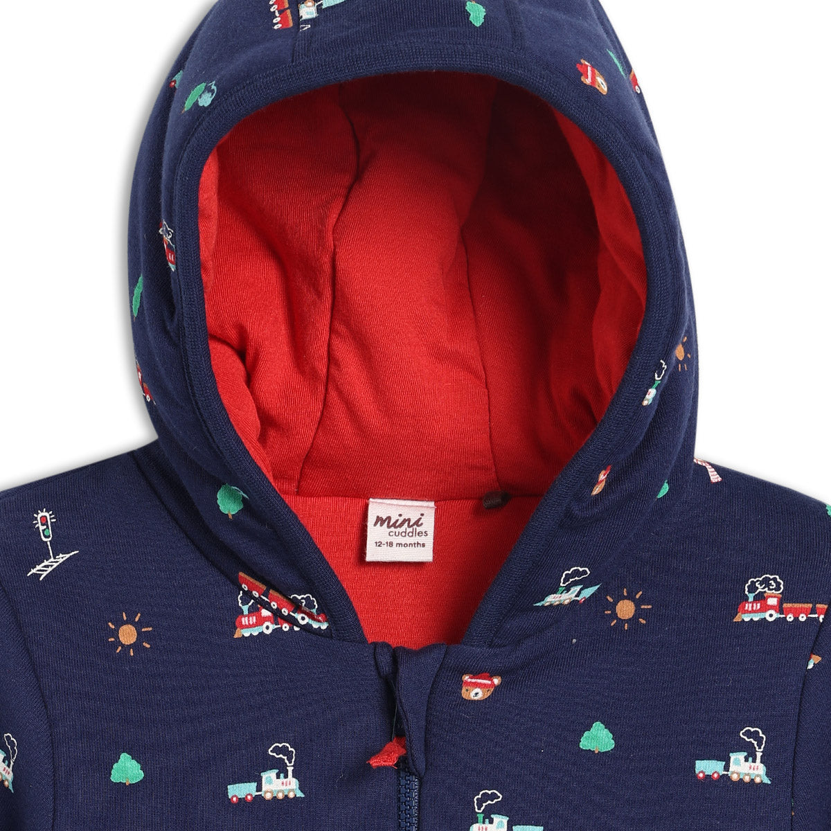Navy Blue Baby Boys Hooded Full Sleeve Jacket