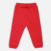 Boys Cotton Solid Joggers - Red