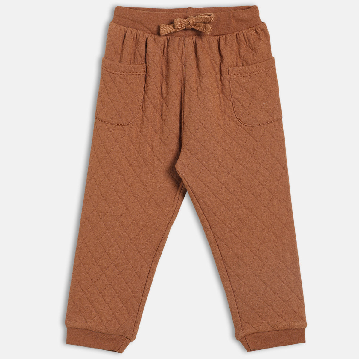 Boys Cotton Solid Joggers - Brown