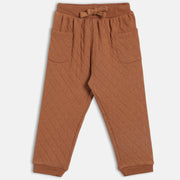 Boys Cotton Solid Joggers - Brown