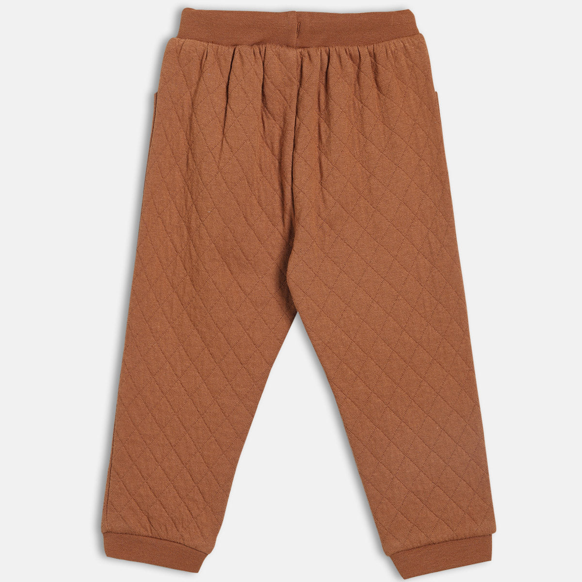 Boys Cotton Solid Joggers - Brown