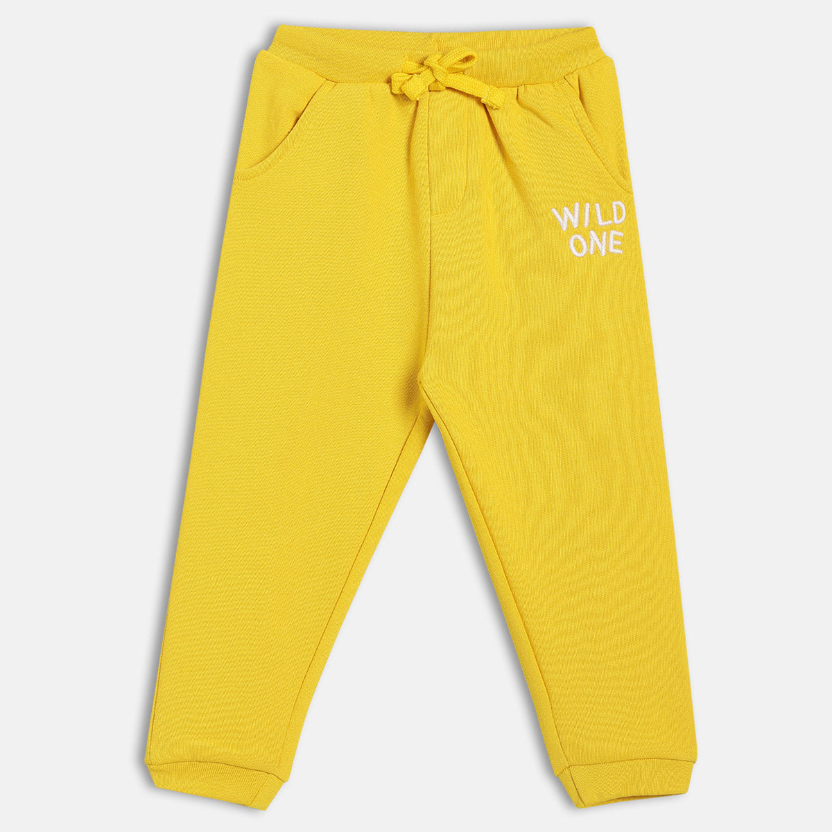 Boys Cotton Solid Joggers - Yellow