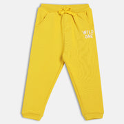 Boys Cotton Solid Joggers - Yellow