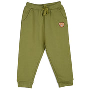 Boys Cotton Solid Knit Bottom - Olive Green