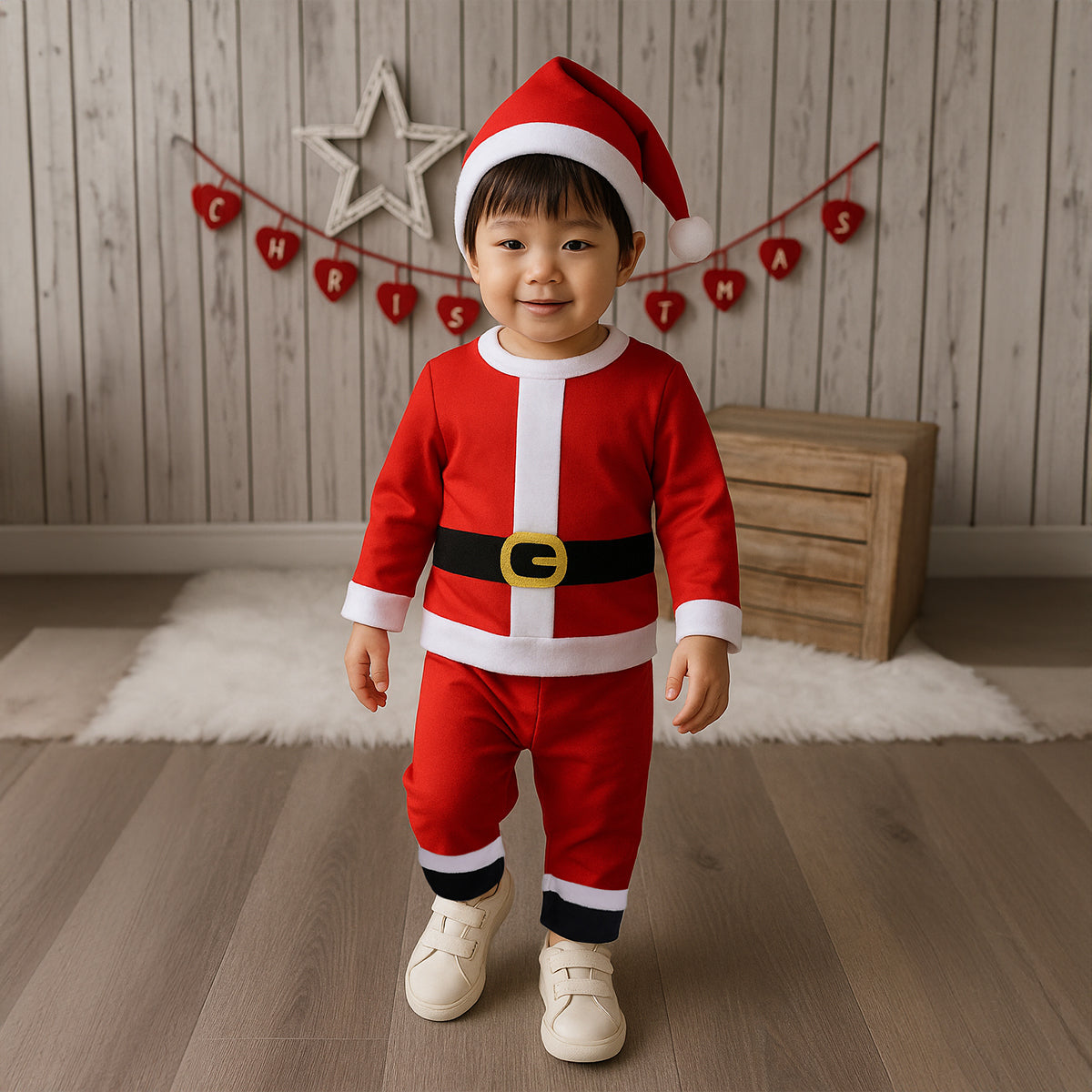 Boys Cotton Full Sleeve Solid Clothing Set - Black & Red