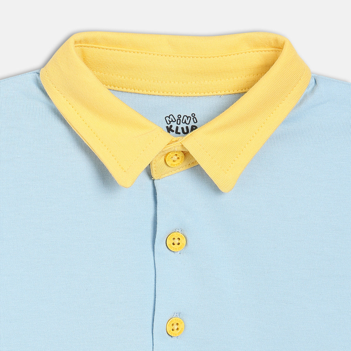 Boys Blue Half Open Text Printed Polo