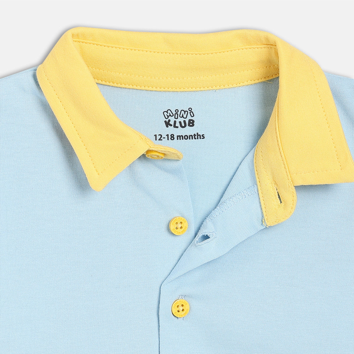 Boys Blue Half Open Text Printed Polo