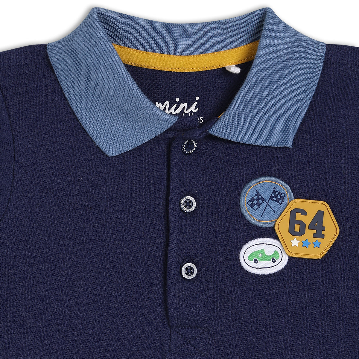 Boys Navy Blue Collar Half Sleeve Polo