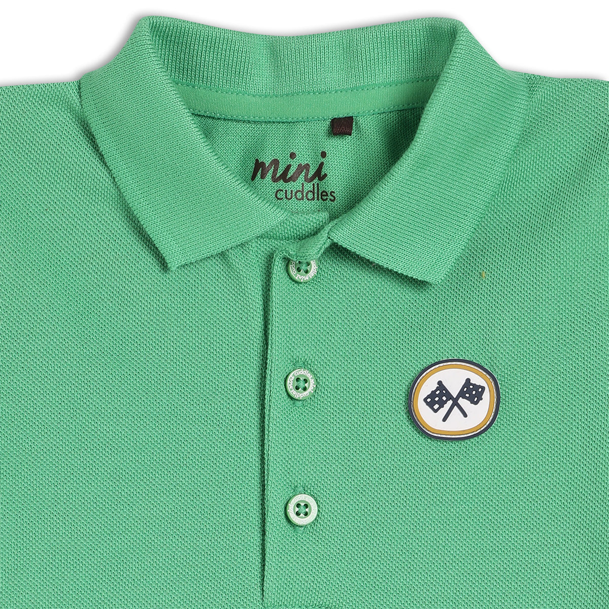Boys Green Collar Half Sleeve Polo