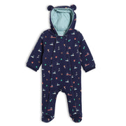 Baby Boys Novelty Printed Hooded Pram Suit, Navy Blue
