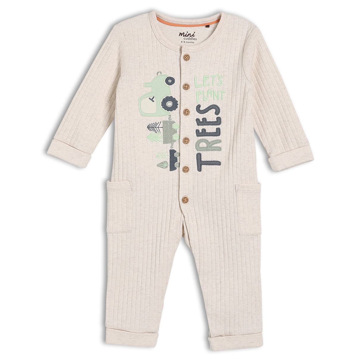 Boys Marl Round Neck Full Length Romper