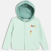 Boys Green Hooded Solid Shirt